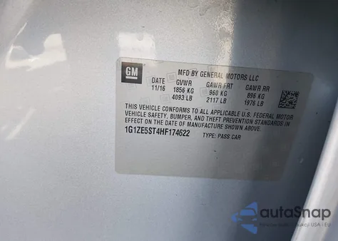 2017 Chevrolet Malibu 1Lt z USA, uszkodzony, nr VIN 1G1ZE5ST4HF174622